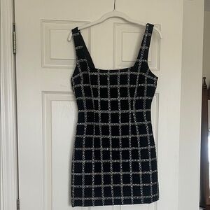 Lulu's Black and White Grid Mini Dress